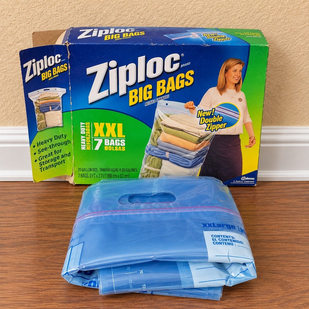 Ziploc Big Bags XXL Heavy Duty Reinforced Double Zipper 20 Gal 2 Pack